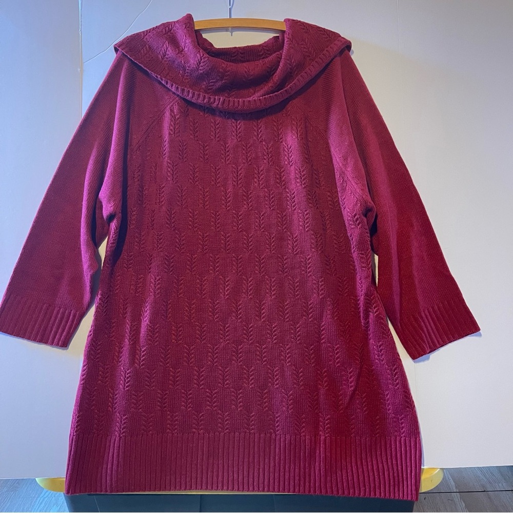 3X Allie And Rob Sweater Long Cowl-neck Red